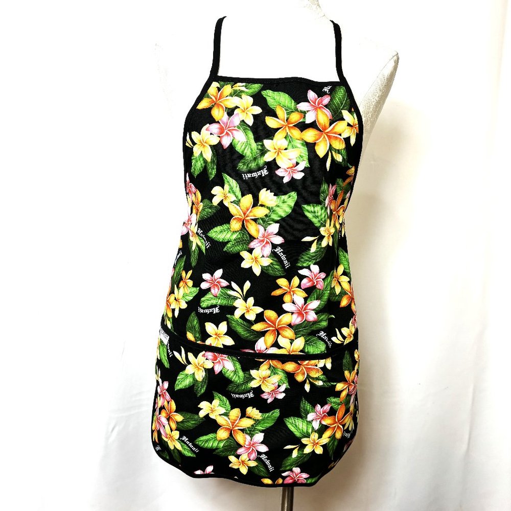 Hawaiian Colorful Flower Floral Bib Kitchen Apron